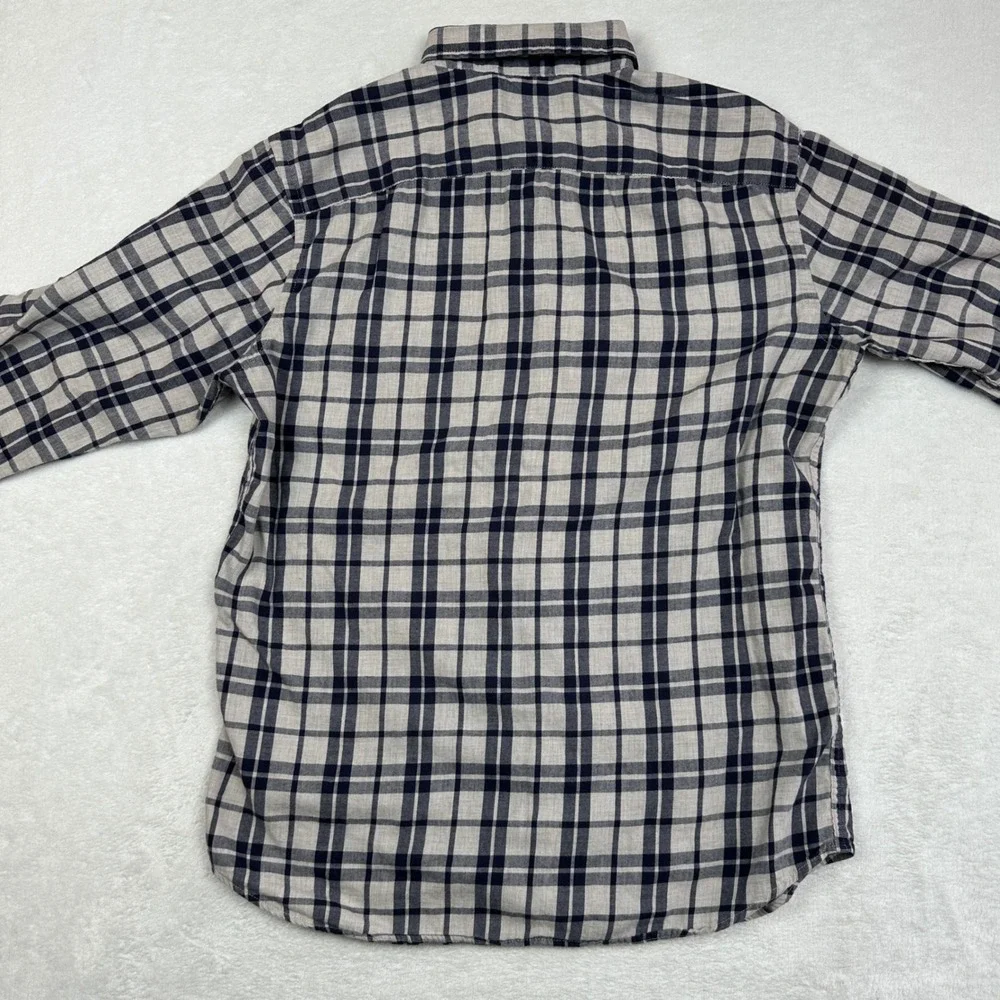 Banana Republic Mens‎ Standard Fit Plaid Button Down Shirt Navy Grey Size M